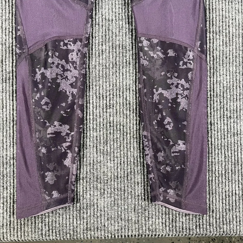 Under Armour Leggings Womens Medium Purple Compression Heat Gear Active Workout